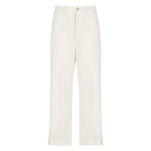 Ivoor Katoenen Broek met Zakken Ralph Lauren , Beige , Dames