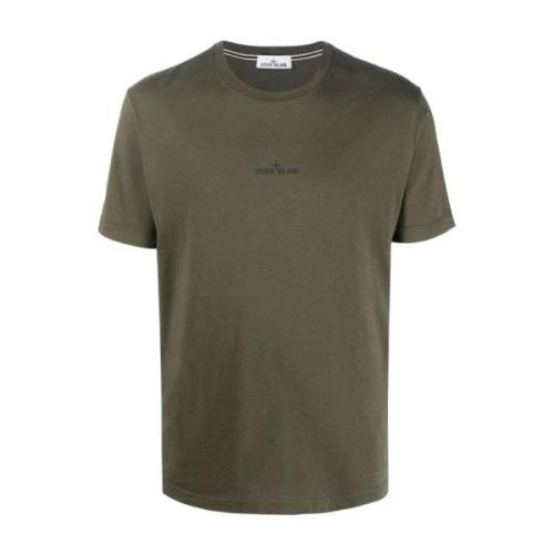 Olijfgroen T-shirt met Kompas Logo Print Stone Island , Green , Heren