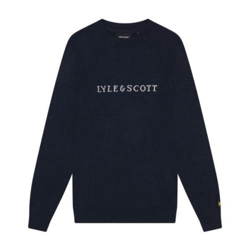 Script Jacquard Jumper Lyle & Scott , Blue , Heren