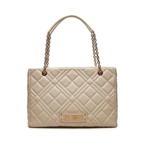 Ivoor Tassen voor Modieuze Liefhebbers Love Moschino , Beige , Dames