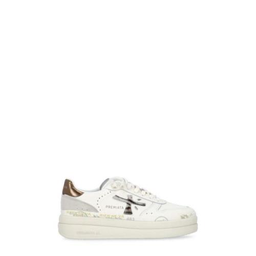 Witte Leren Sneakers met Logo Detail Premiata , White , Dames