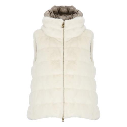 Gewatteerde Faux Fur Vest Vrouw Herno , White , Dames