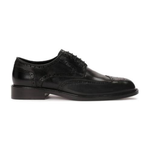 Zwarte elegante brogue-stijl halfschoenen Kazar , Black , Heren