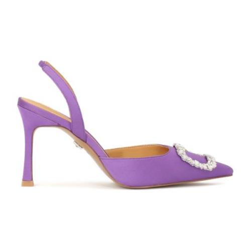 Paarse stoffen slingback pumps Kazar , Purple , Dames