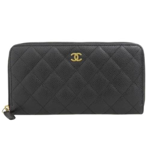 Pre-owned Leather wallets Chanel Vintage , Black , Dames