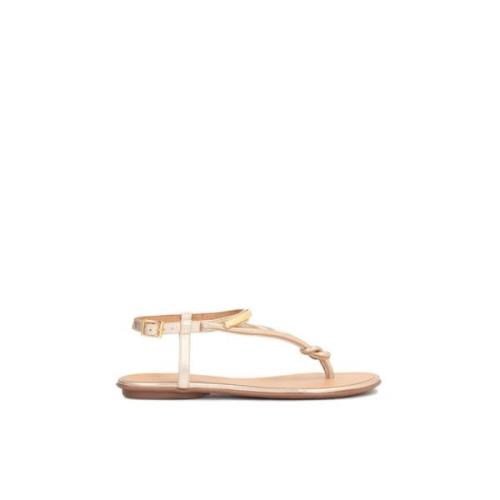 Leren platte sandalen Kazar , Yellow , Dames