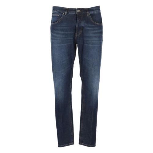 Blauwe Katoenen Jeans met Logo Dondup , Blue , Heren