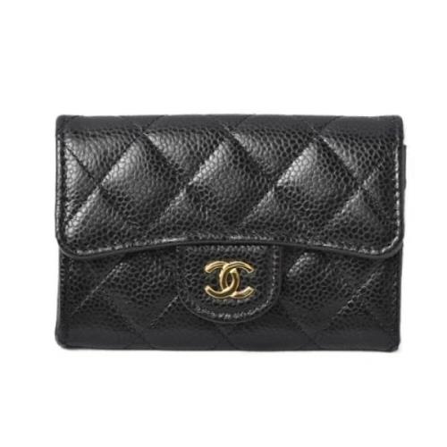 Pre-owned Leather wallets Chanel Vintage , Black , Dames