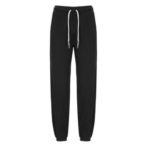 Zwarte Katoenen Broek Elastische Taille Koord Ralph Lauren , Black , D...