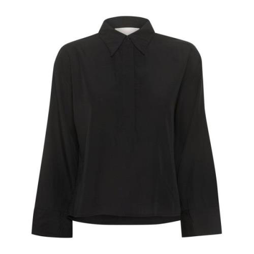 Zwarte Tullamw Blouse met Lange Mouwen My Essential Wardrobe , Black ,...