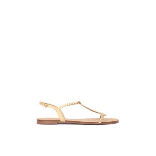 Gouden sandalen op een platte zool Kazar , Yellow , Dames