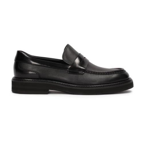 Zwarte leren loafers voor mannen Kazar , Black , Heren