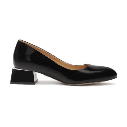 Gelakte pumps met lage brede hak Kazar , Black , Dames