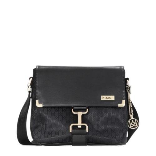 Dames zwarte messenger tas Kazar , Black , Dames