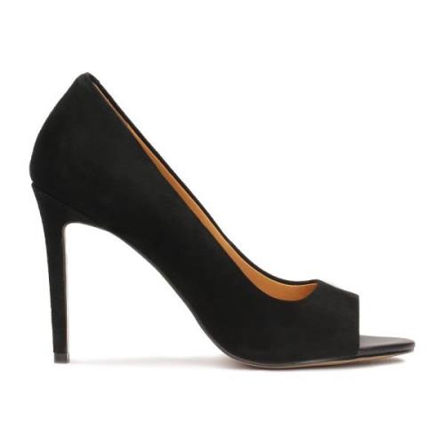 Suede pumps met uitgesneden bovenkant Kazar , Black , Dames