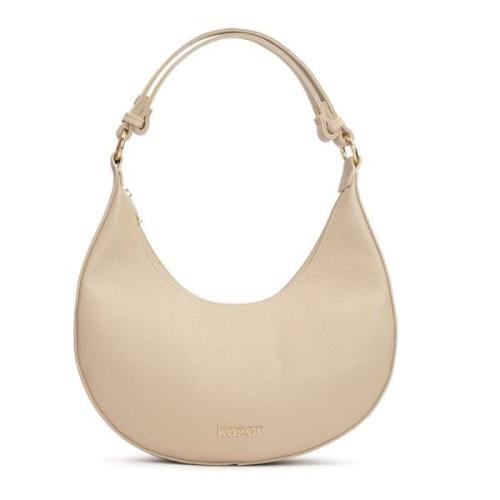 Beige leren handtas met een unieke vorm Kazar , Beige , Dames