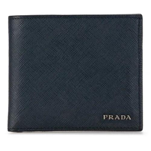 Pre-owned Leather wallets Prada Vintage , Blue , Dames