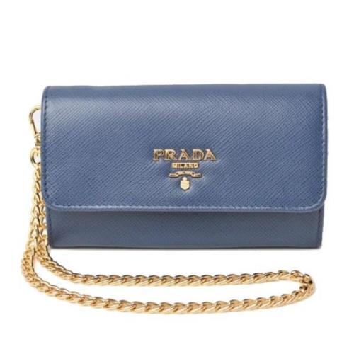 Pre-owned Leather wallets Prada Vintage , Blue , Dames