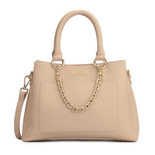 Leren tas met beweegbare handvatten Kazar , Beige , Dames