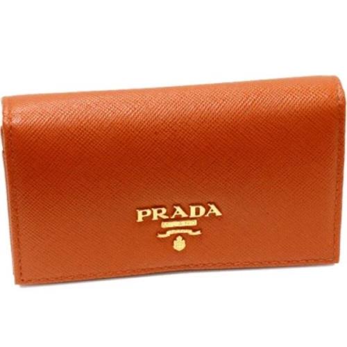 Pre-owned Leather wallets Prada Vintage , Orange , Heren