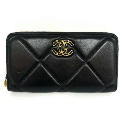 Pre-owned Leather wallets Chanel Vintage , Black , Dames