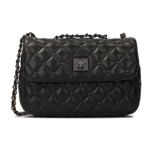 Gewatteerde handtas met zwart hardware Kazar , Black , Dames