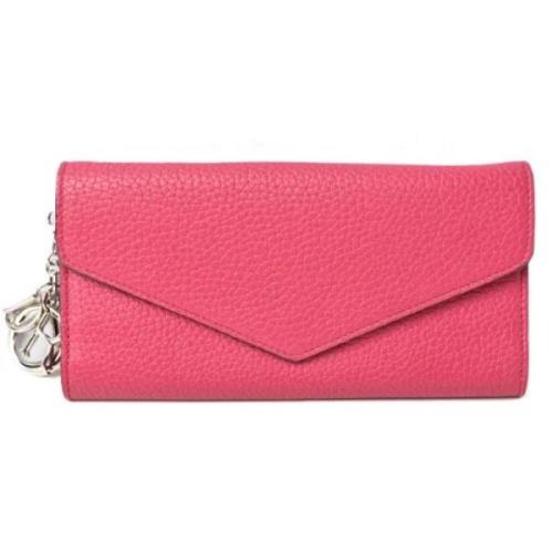 Pre-owned Leather wallets Dior Vintage , Pink , Dames