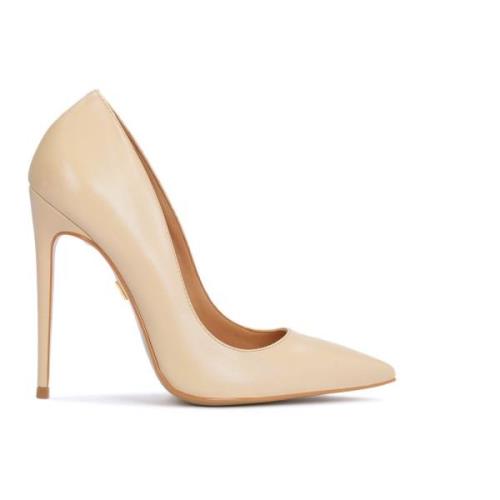 Tijdloze stiletto's van beige leer Kazar , Beige , Dames