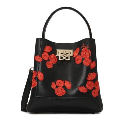 Zwarte handtas met rode bloemen Kazar , Black , Dames