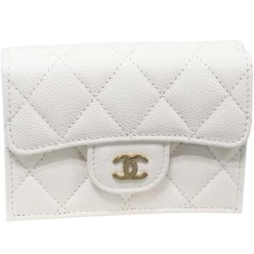 Pre-owned Leather wallets Chanel Vintage , White , Dames