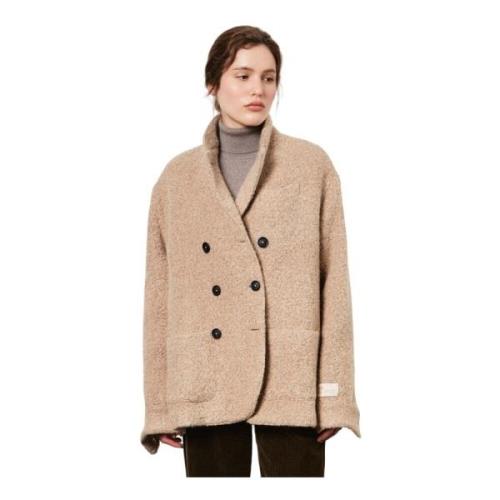 Alpaca Wool Caban Coat Massimo Alba , Beige , Dames