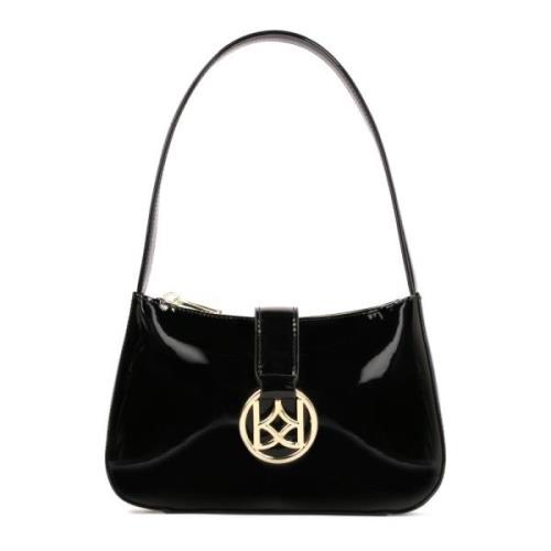 Minimalistische zwarte monogram handtas Kazar , Black , Dames