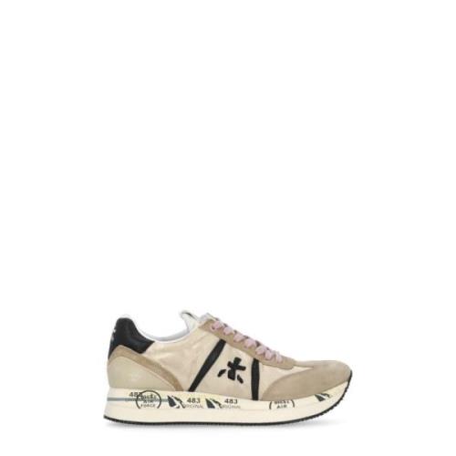 Beige Wit Leren Tech Sneakers Vrouw Premiata , Beige , Dames