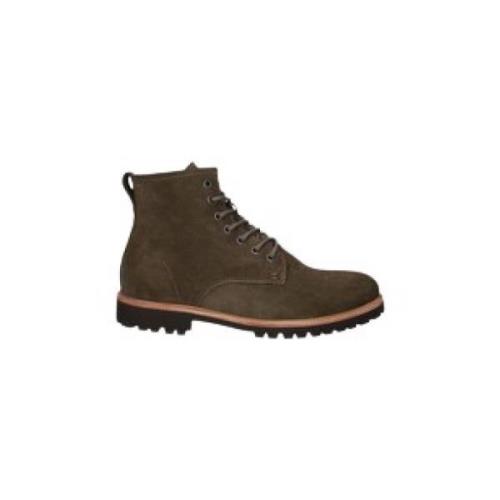 Warm Gevoerde Leren High-Top Laarzen Blackstone , Brown , Heren