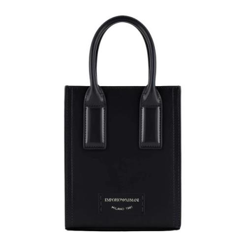 Zwarte Mini Tas met Geborstelde Afwerking Emporio Armani , Black , Dam...