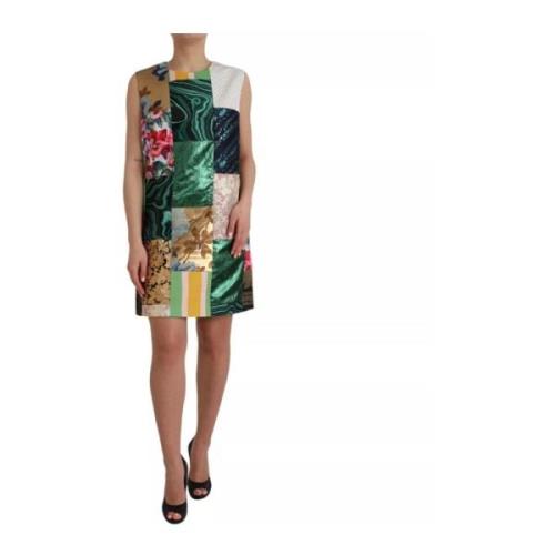 Patchwork Shift Jurk Ritssluiting Multicolor Dolce & Gabbana , Multico...