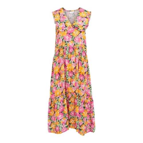 Bloemen V-hals Jurk Vila , Multicolor , Dames