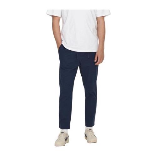 Linnen Crop Broek Linus Only & Sons , Blue , Heren