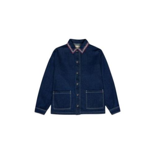 Denim Overshirt met Borduursel The New Society , Blue , Dames