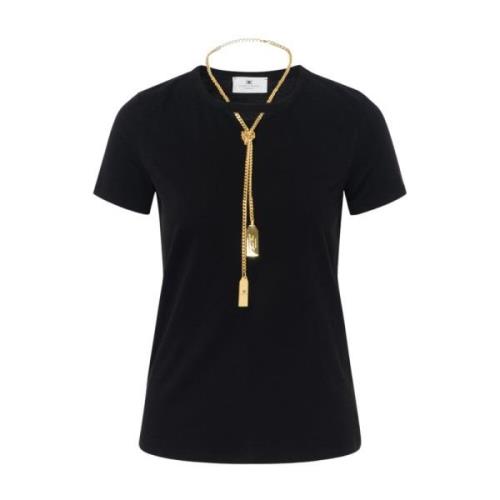 Casual Katoenen T-Shirt voor Vrouwen Elisabetta Franchi , Black , Dame...