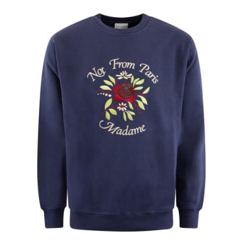 Bloemen Slogan Sweater Drole de Monsieur , Blue , Heren