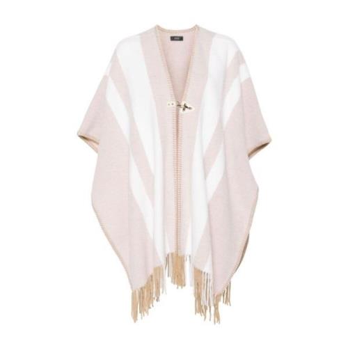 Gebreide Cape Jas met Strepen Fay , Pink , Dames