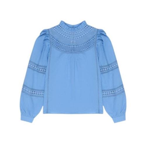 Blauwe Kant Blouse Paris Allure The New Society , Blue , Dames