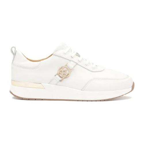 Dames witte leren sneakers in minimalistische stijl Kazar , White , Da...