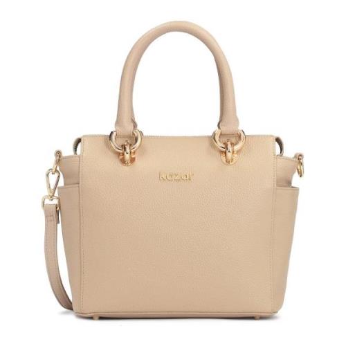 Beige handtas met handvatten en riem Kazar , Beige , Dames