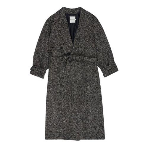 Oversized Double-Breasted Wool Coat The New Society , Gray , Dames