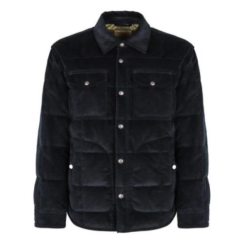 Gewatteerde Snap Jas Katoen Gewatteerde Stijl Woolrich , Blue , Heren