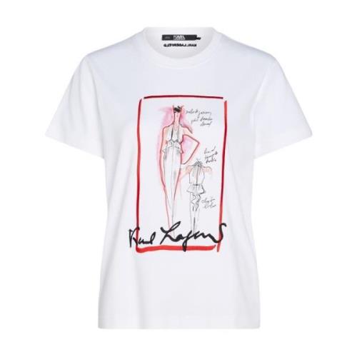 Witte Archief T-shirt Verhoog Garderobe Karl Lagerfeld , White , Dames