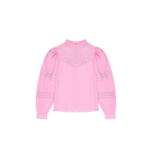 Elegante Kant Blouse Roze The New Society , Pink , Dames