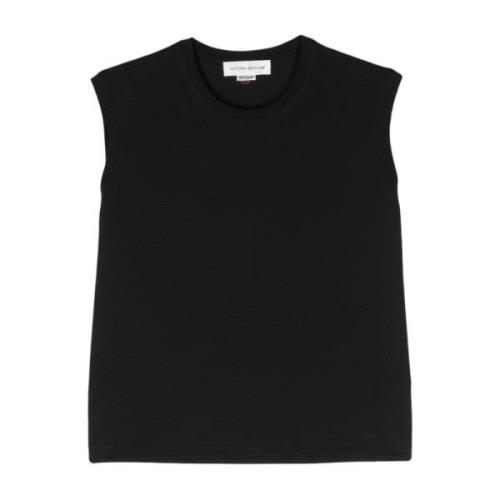 Zwart Jersey Mouwloos Logo Polo Victoria Beckham , Black , Dames